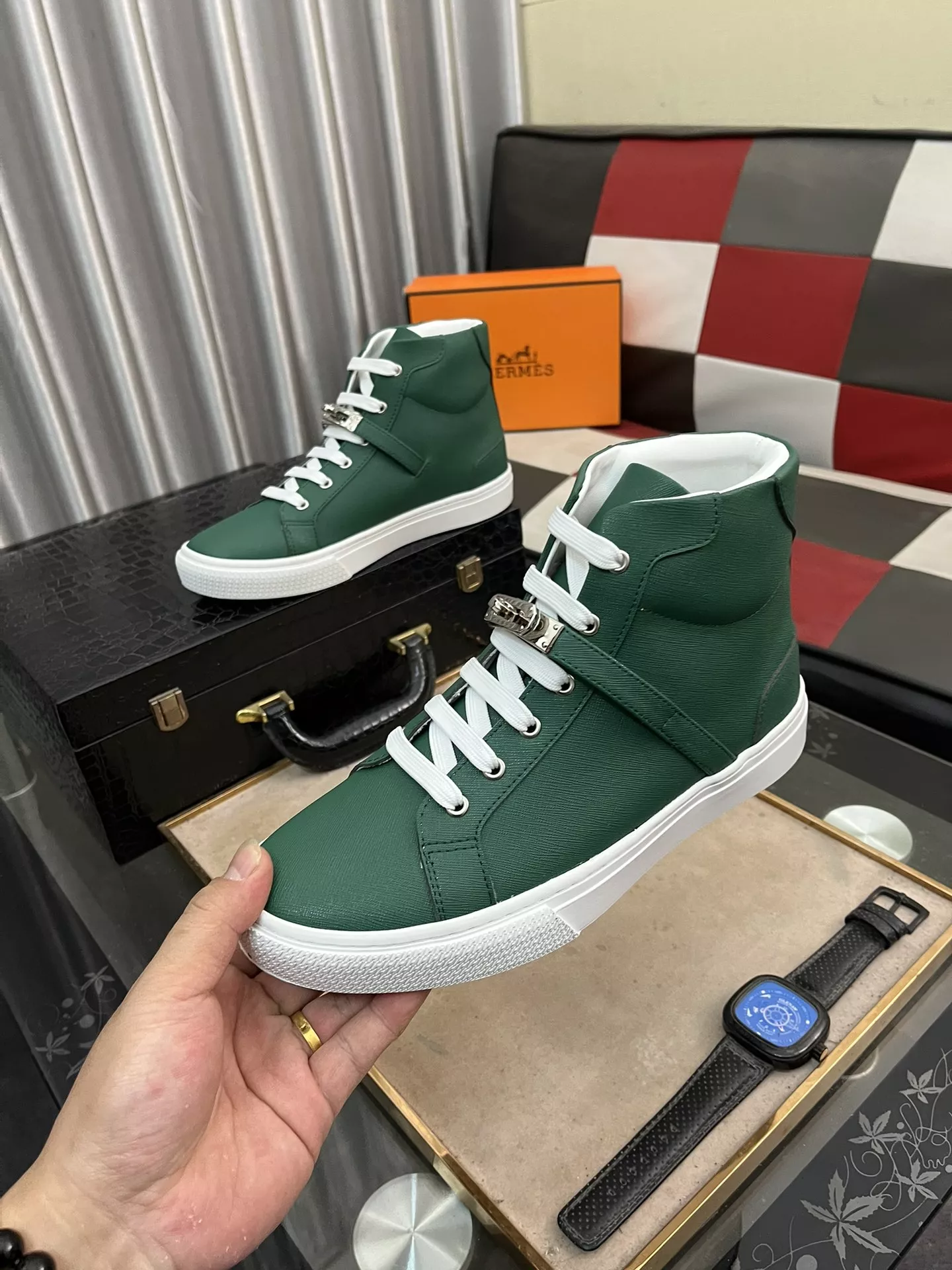 Soft 5703 Hermes High Tops Shoes For Men