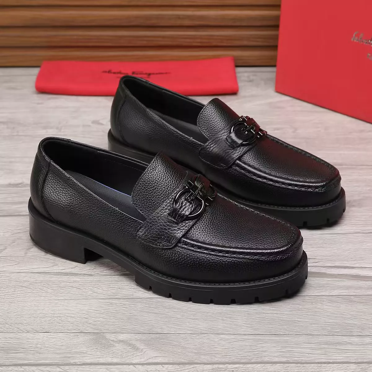 Soft 9497 Salvatore Ferragamo Leather Shoes For Men