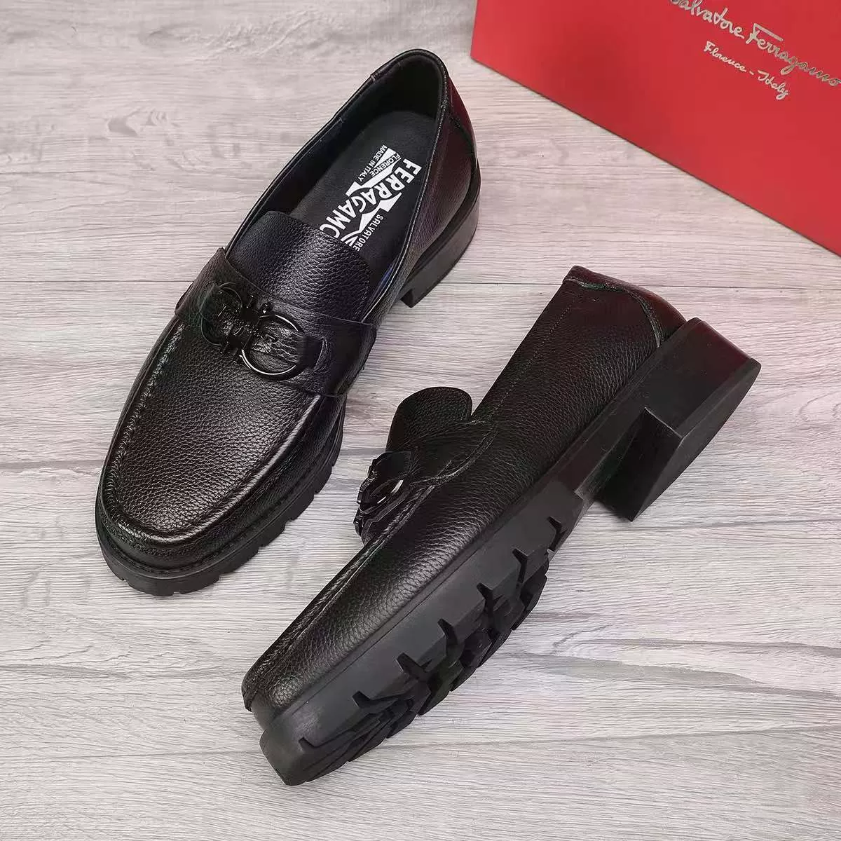Soft 9497 Salvatore Ferragamo Leather Shoes For Men