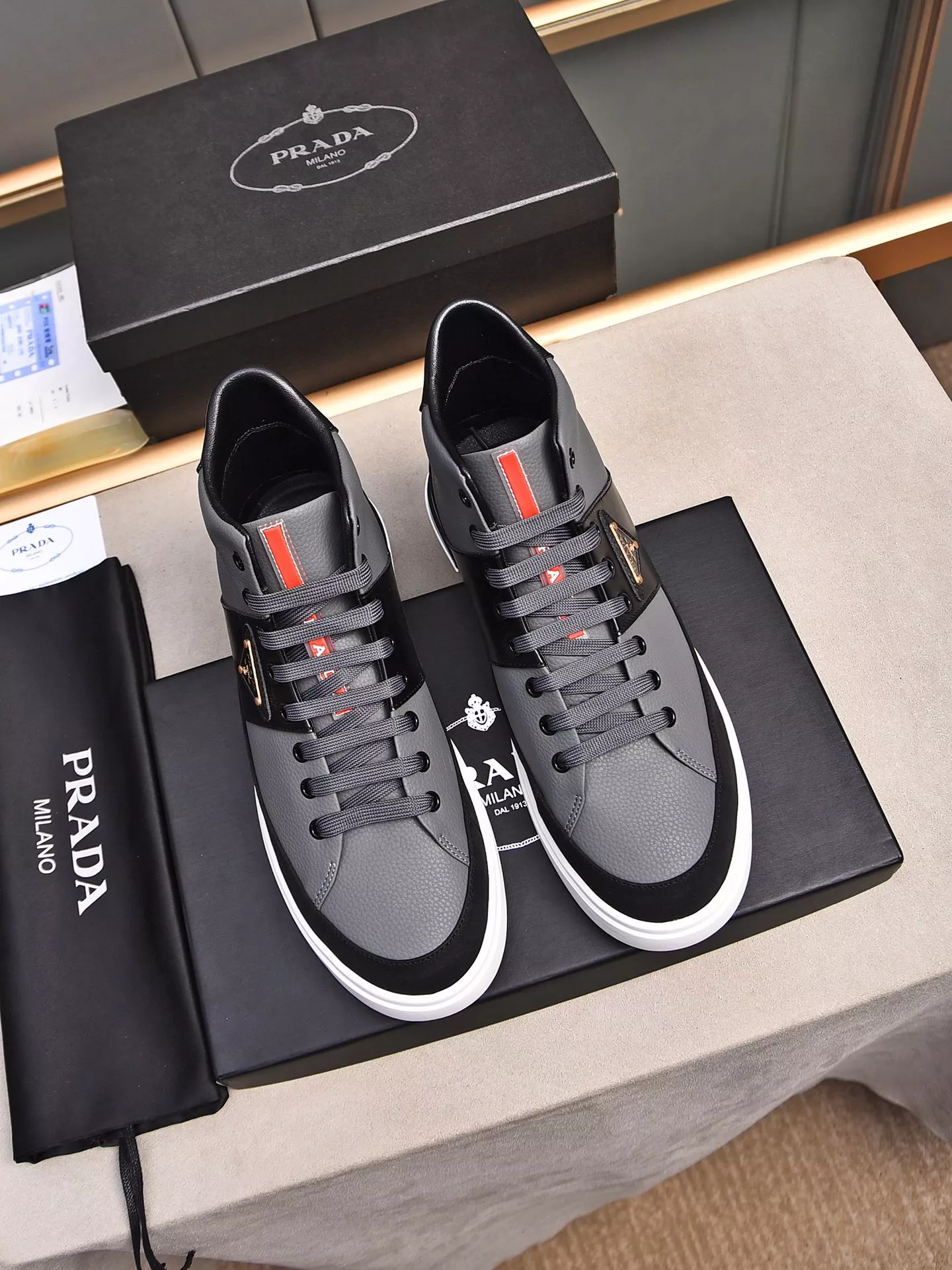 Sophisticated 6493 Prada High Top Shoes For Men
