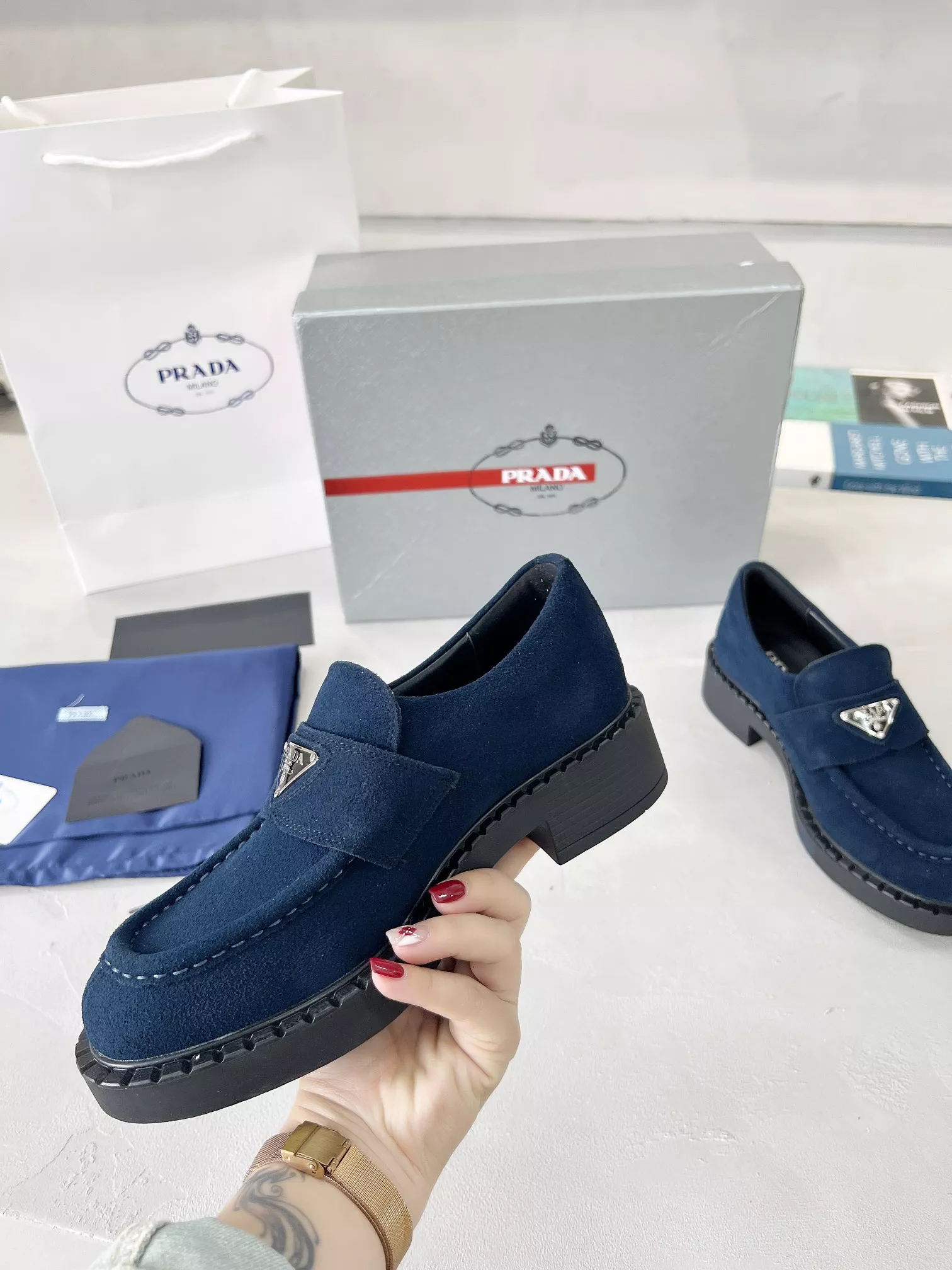 SportInspired 9398 Prada Leather Shoes For Women