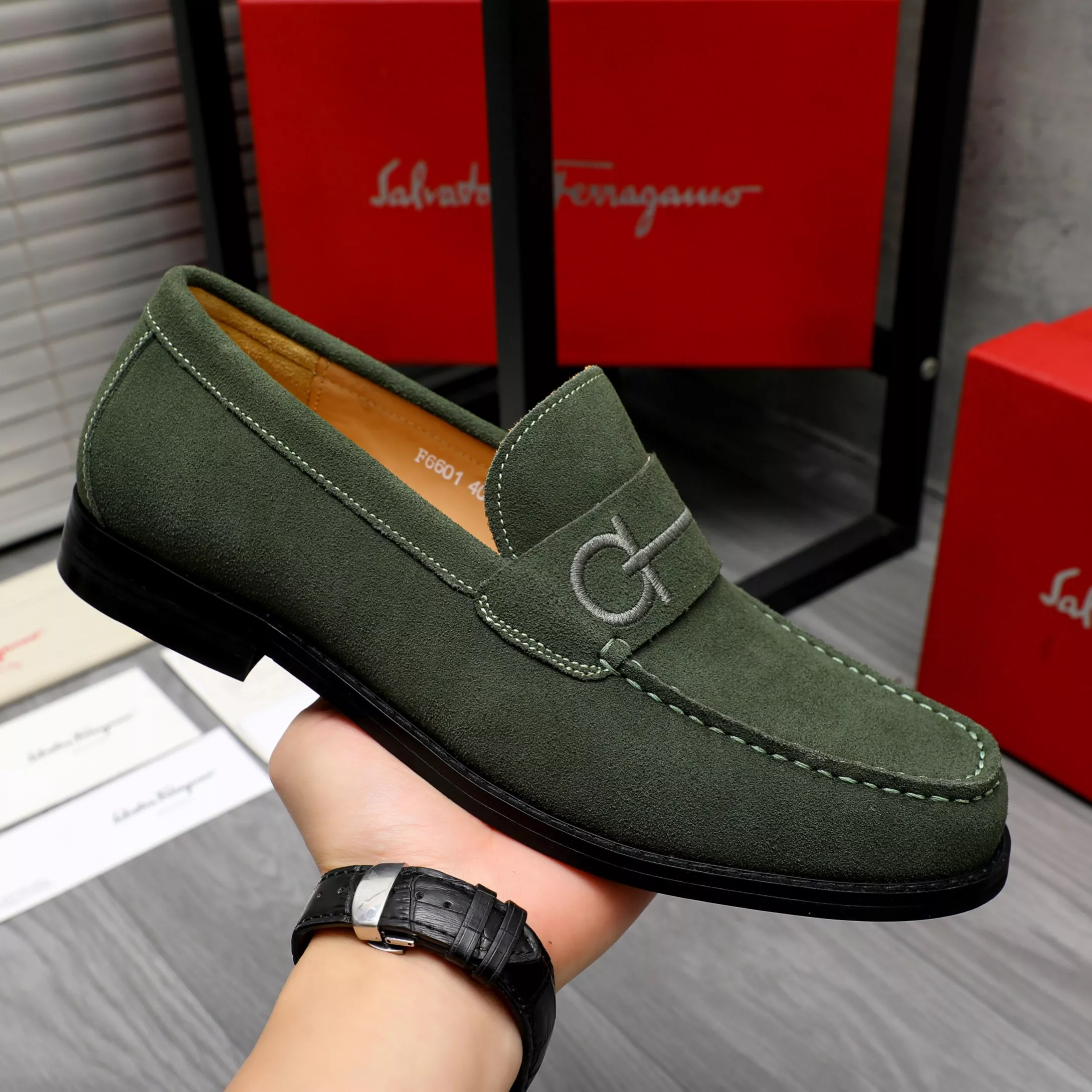 StreetReady 2150 Salvatore Ferragamo Leather Shoes For Men