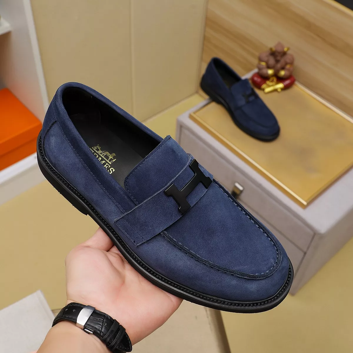 StreetReady 3445 Hermes Leather Shoes For Men