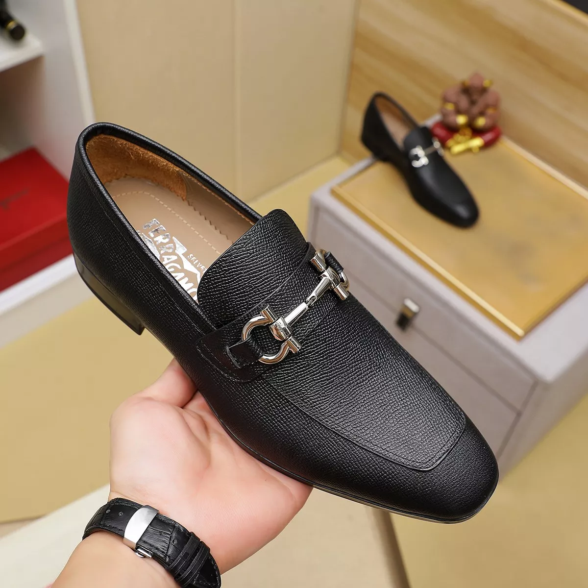 StreetReady 7615 Salvatore Ferragamo Leather Shoes For Men