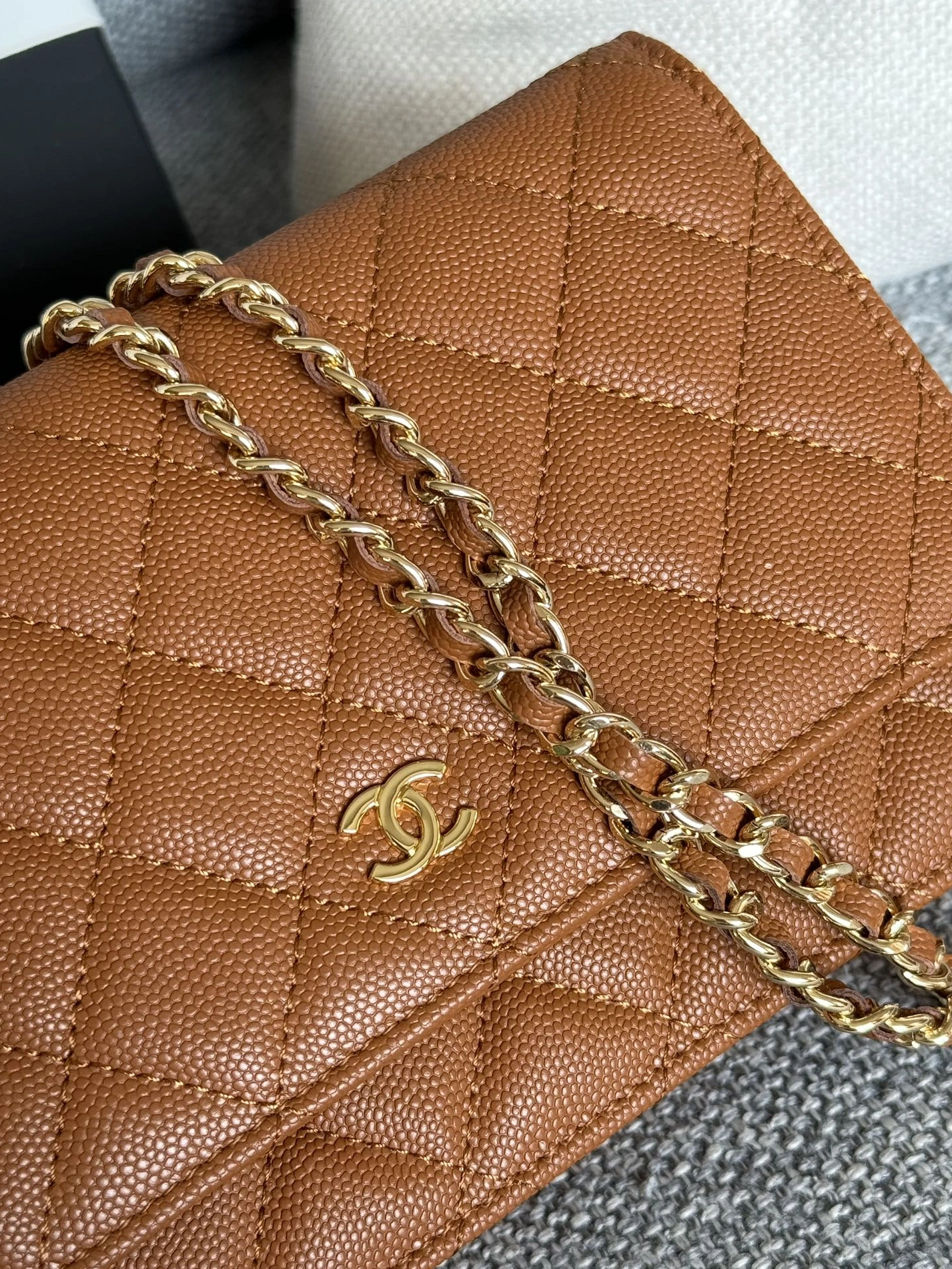 Stylish 1860 Chanel AAA Quality Messenger Bags In Gold For Women