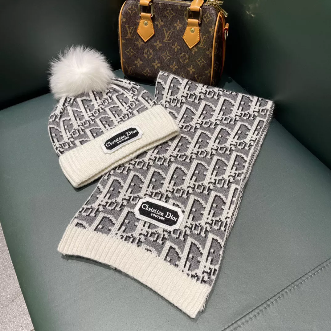Stylish 440 Christian Dior Hat and Scarf Set