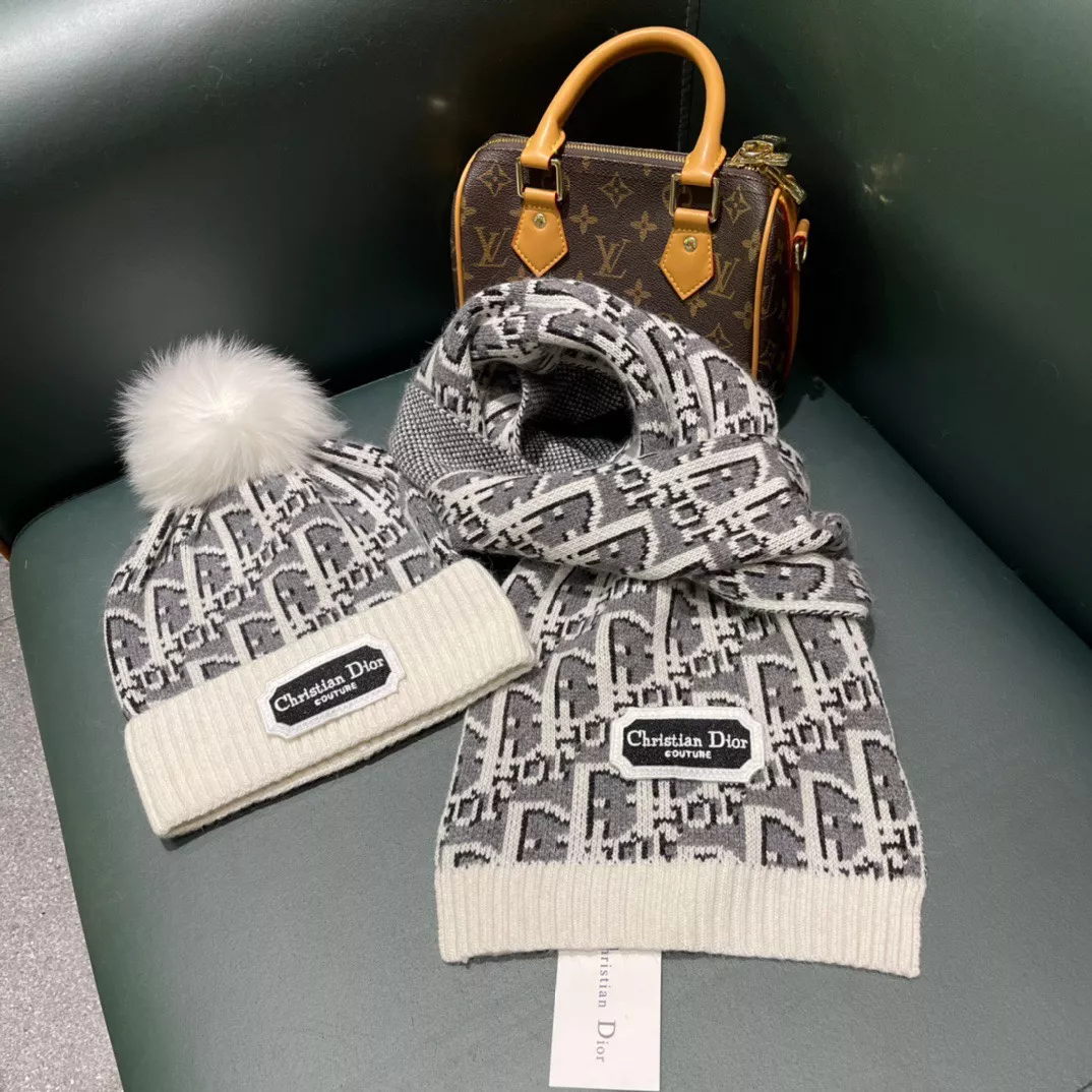 Stylish 440 Christian Dior Hat and Scarf Set