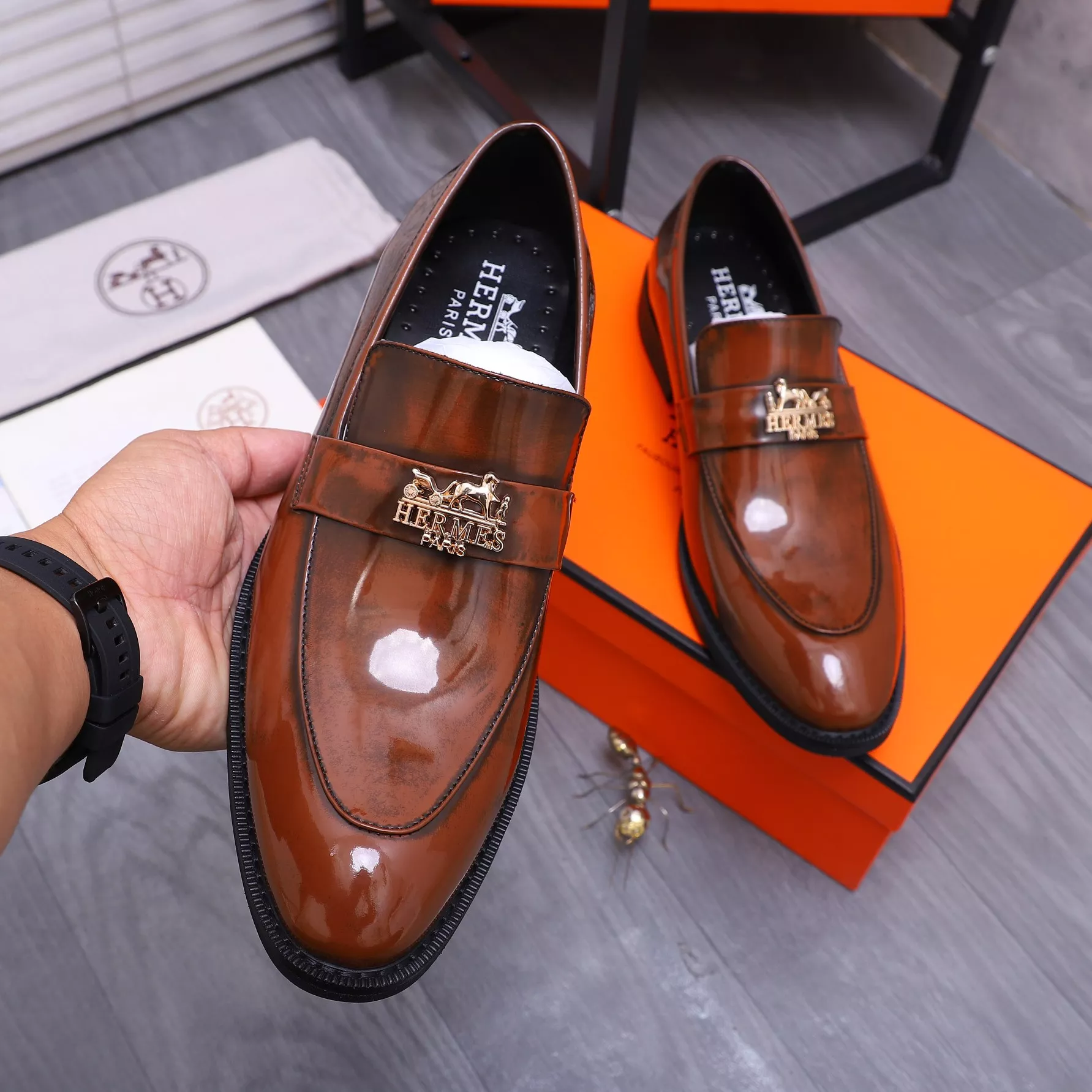 Stylish 6858 Hermes Leather Shoes For Men