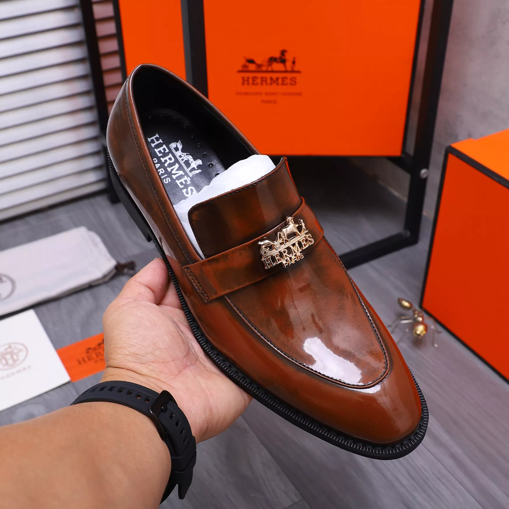 Stylish 6858 Hermes Leather Shoes For Men