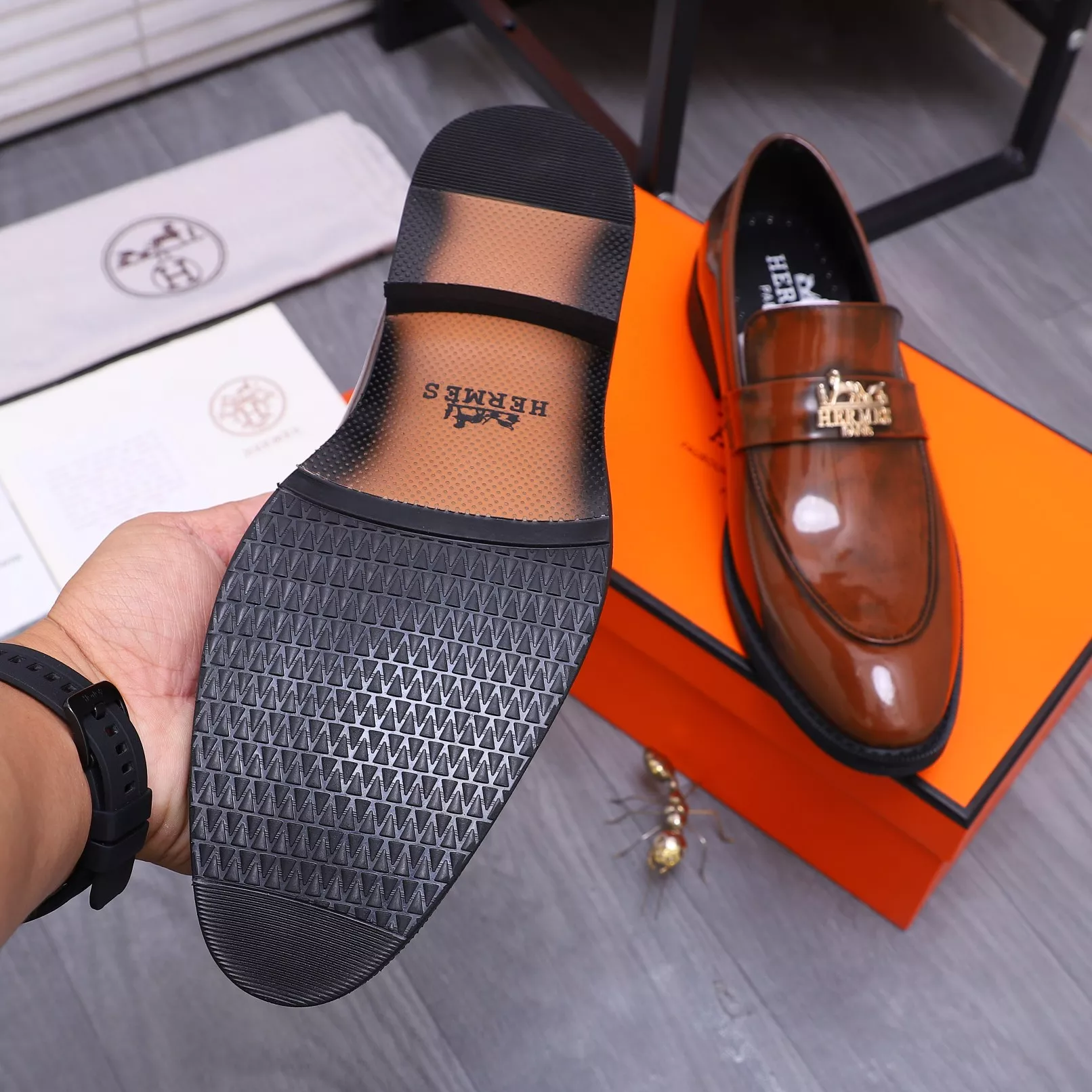 Stylish 6858 Hermes Leather Shoes For Men