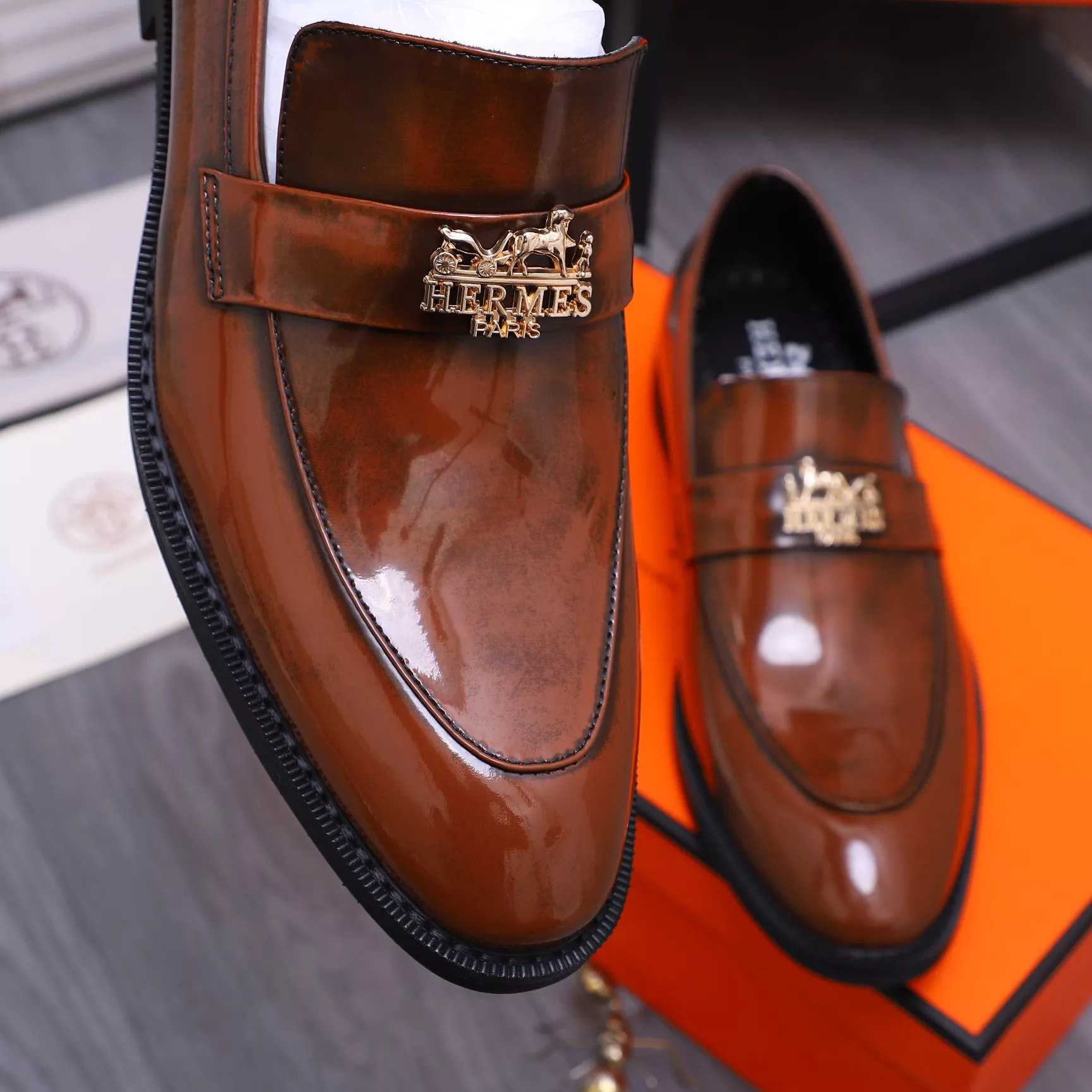 Stylish 6858 Hermes Leather Shoes For Men