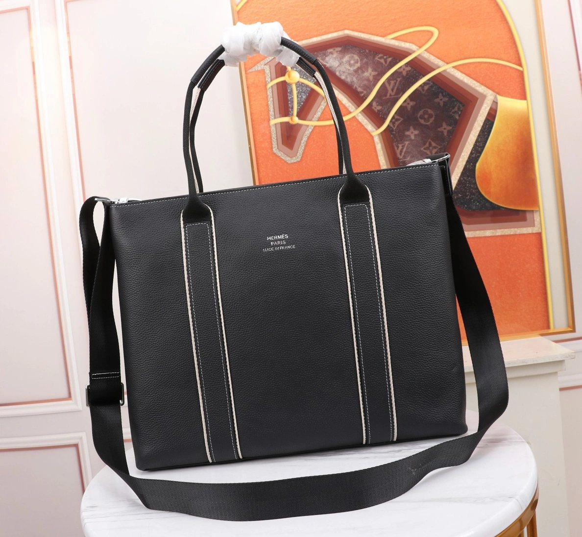 Timeless 423 Hermes AAA Man Handbags In Black