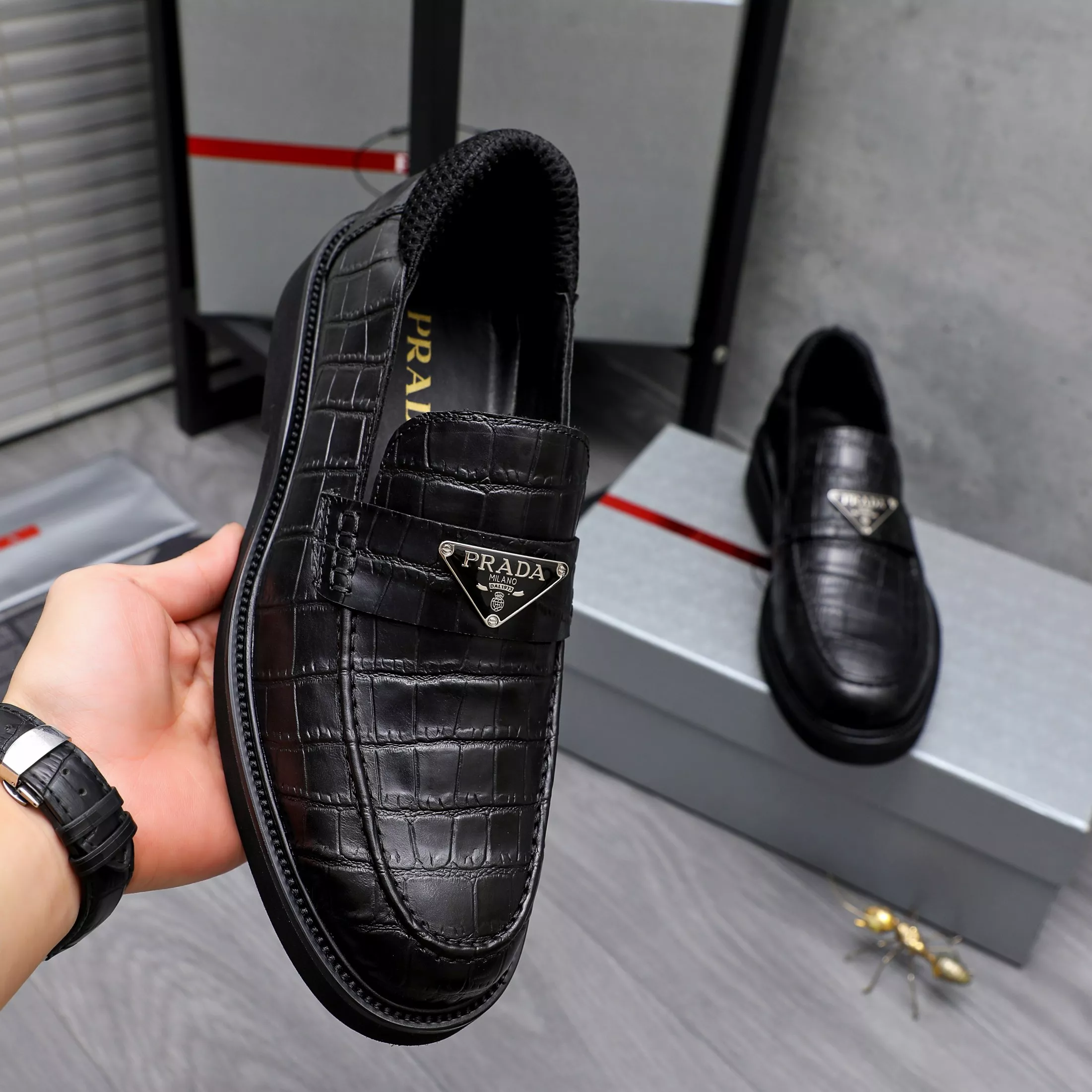 Trendy 4335 Prada Leather Shoes For Men