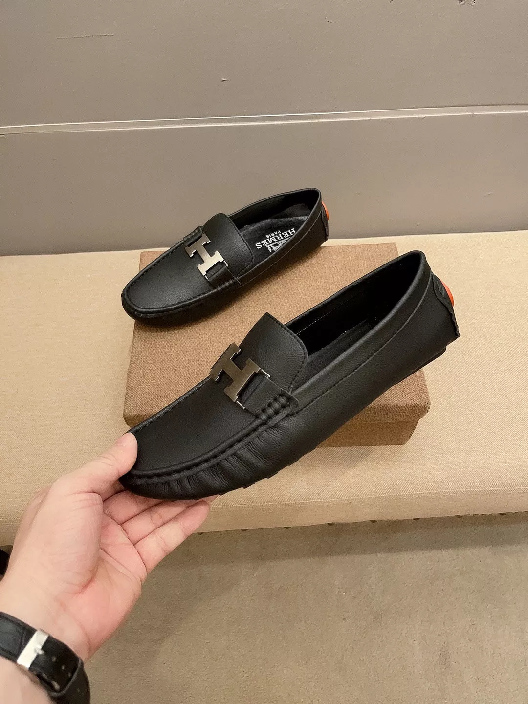 Trendy 8717 Hermes Leather Shoes For Men