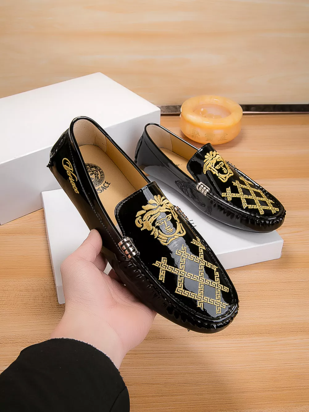 Trendy 8794 Versace Leather Shoes For Men