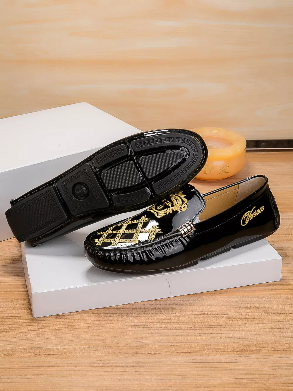 Trendy 8794 Versace Leather Shoes For Men