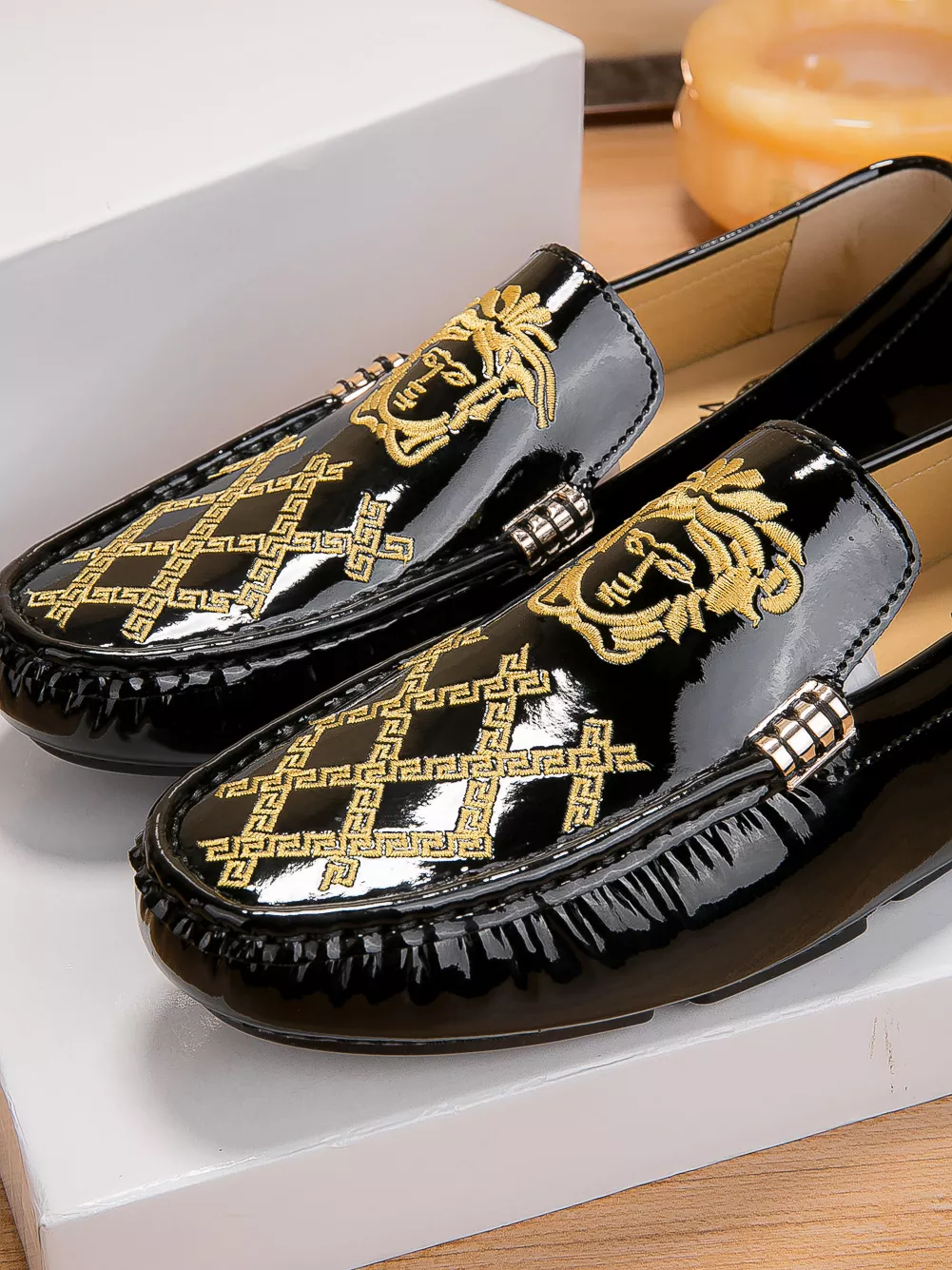 Trendy 8794 Versace Leather Shoes For Men