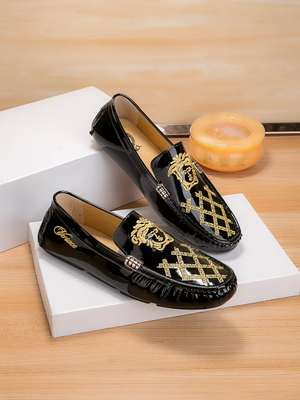 Trendy 8794 Versace Leather Shoes For Men
