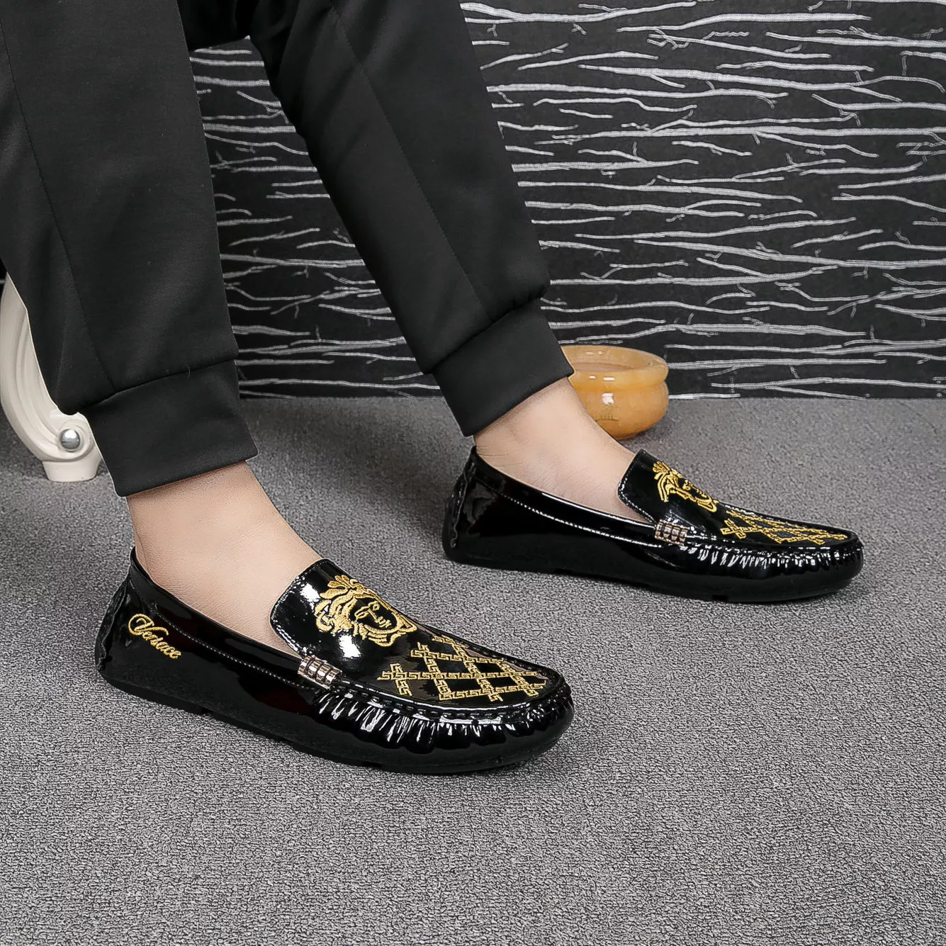 Trendy 8794 Versace Leather Shoes For Men