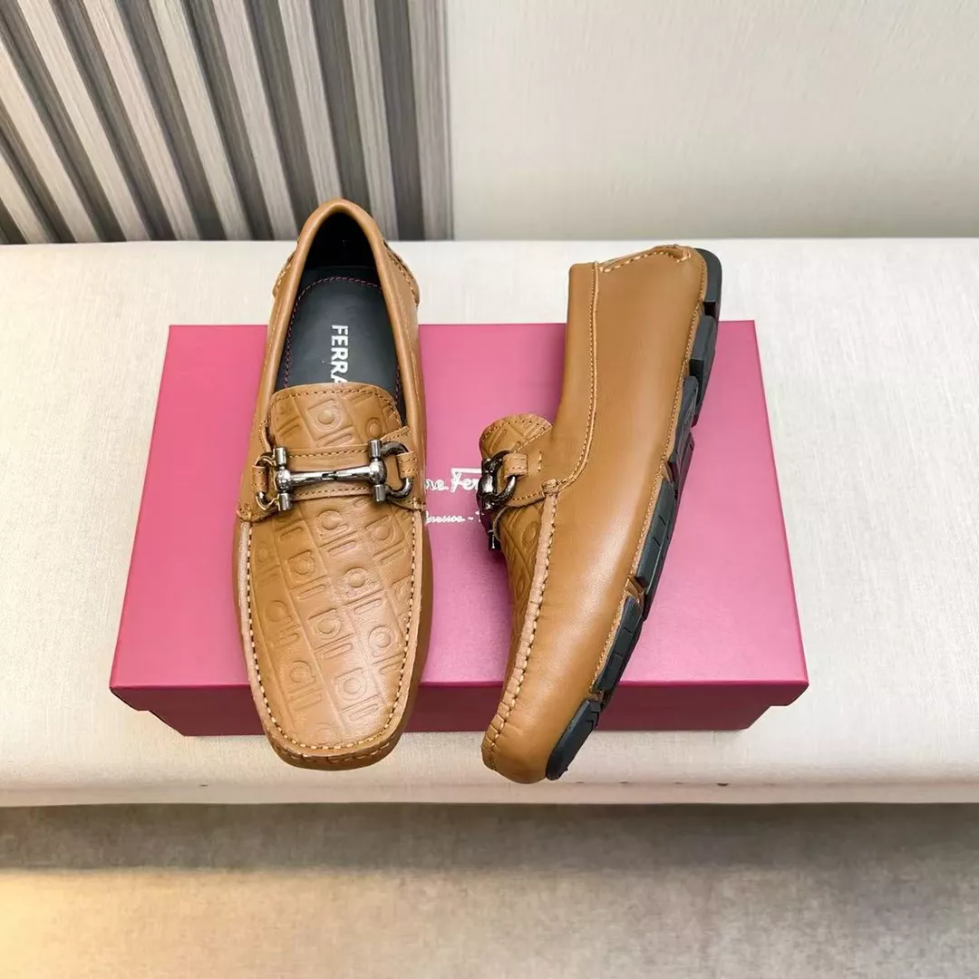 Trendy 9509 Salvatore Ferragamo Leather Shoes For Men