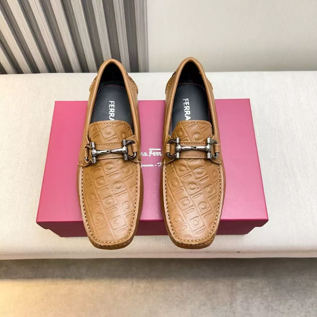 Trendy 9509 Salvatore Ferragamo Leather Shoes For Men