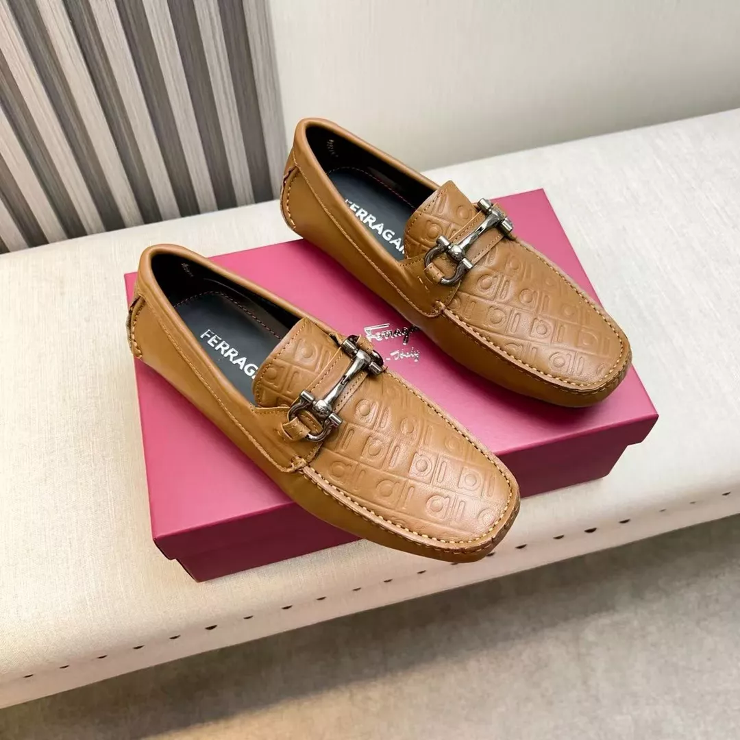 Trendy 9509 Salvatore Ferragamo Leather Shoes For Men
