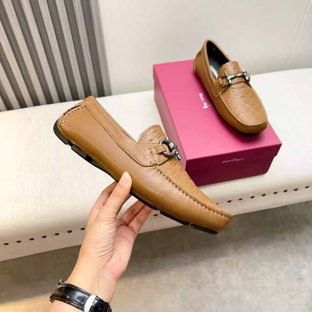 Trendy 9509 Salvatore Ferragamo Leather Shoes For Men