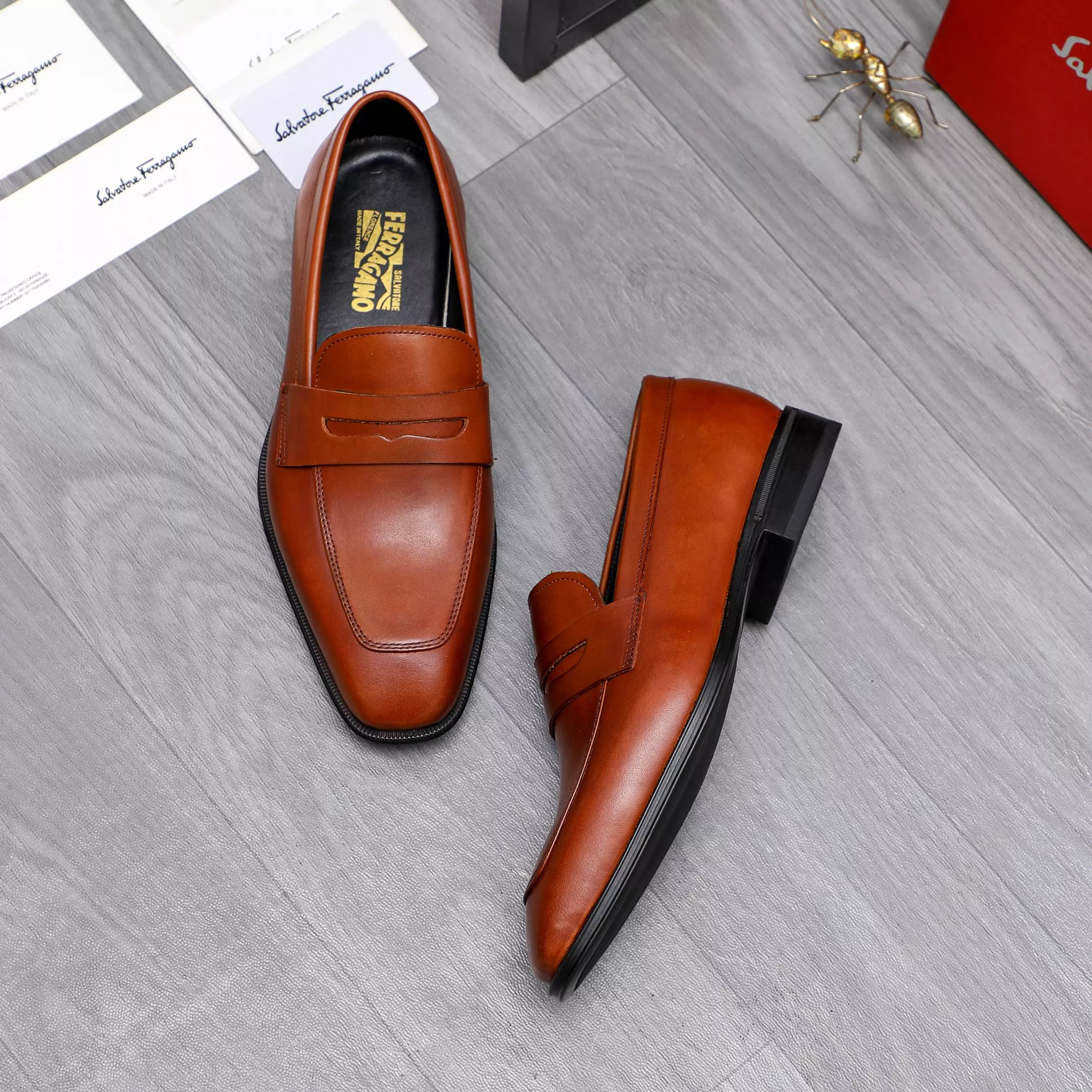 Unique 2228 Salvatore Ferragamo Leather Shoes For Men