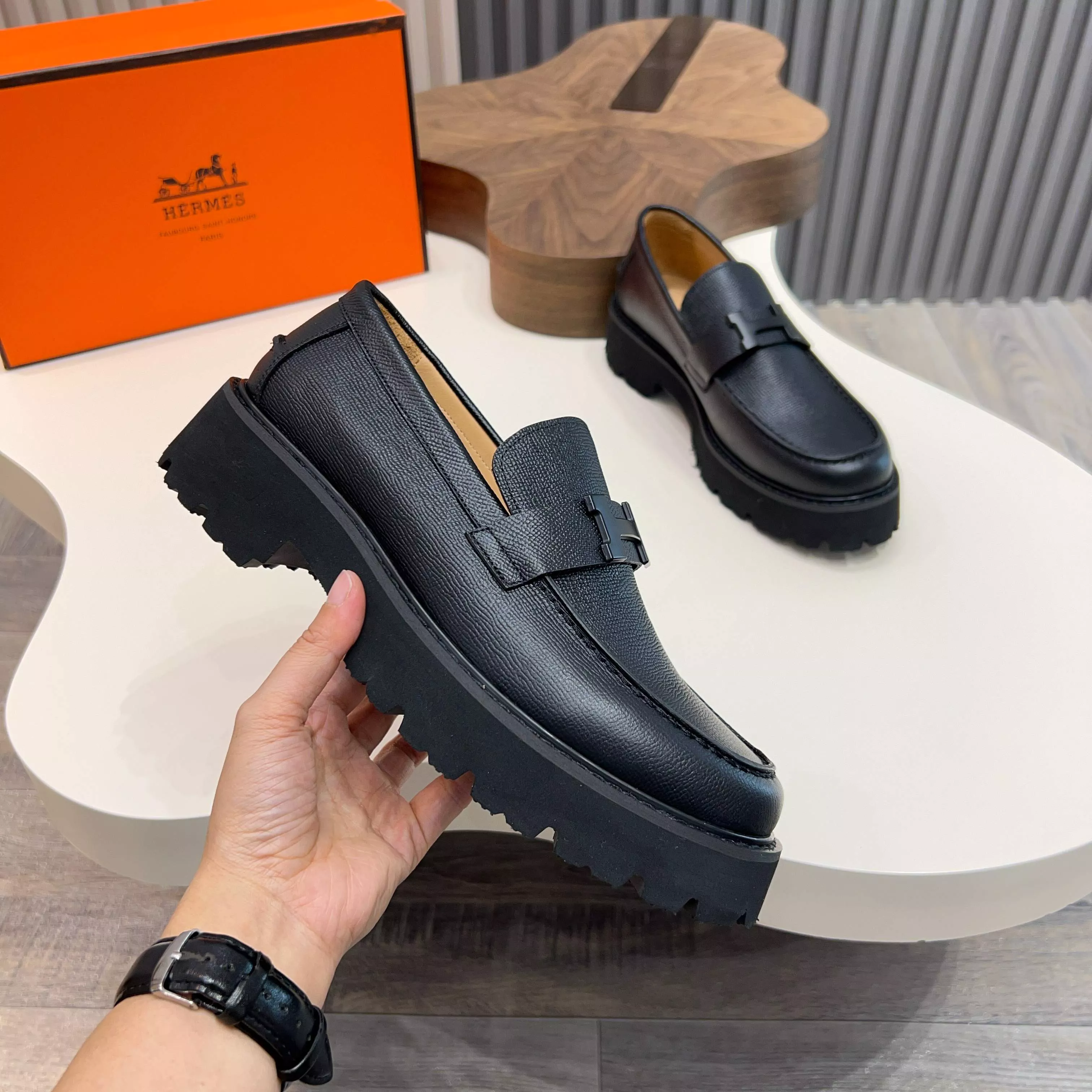 Unique 4358 Hermes Leather Shoes For Men