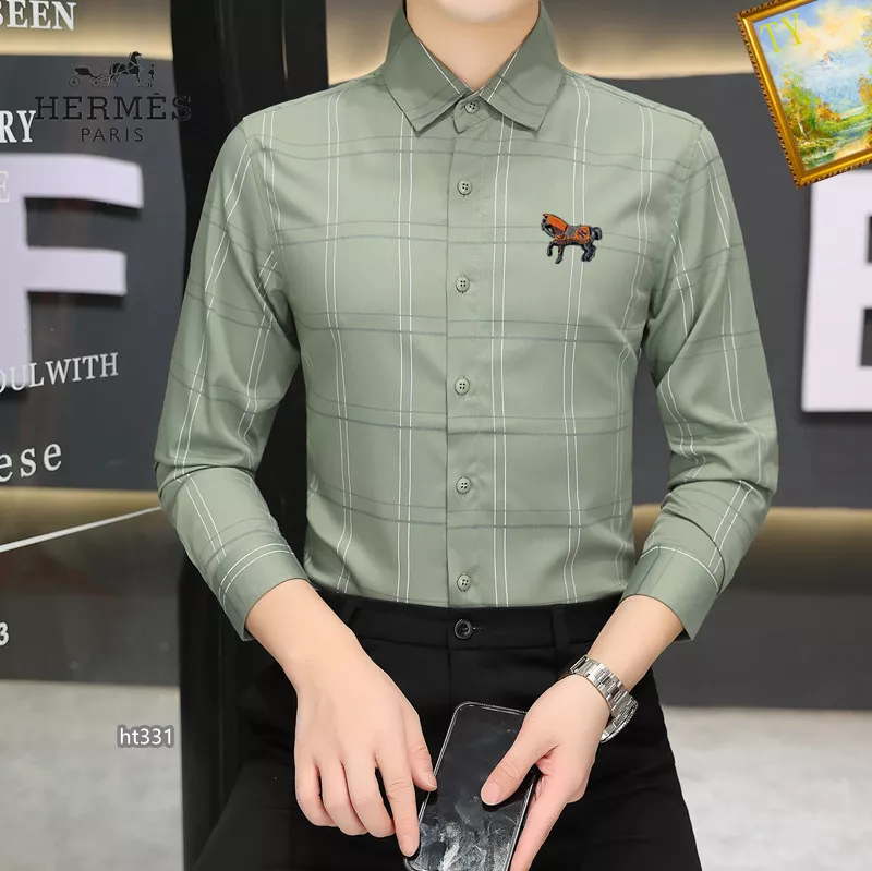 Unique 4696 Hermes Shirts Long Sleeved For Men