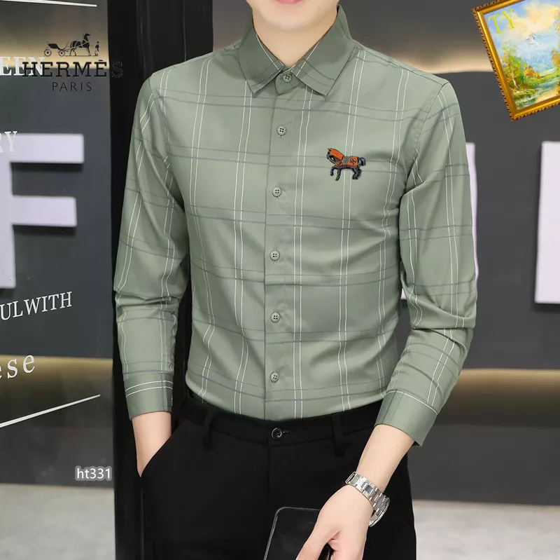 Unique 4696 Hermes Shirts Long Sleeved For Men