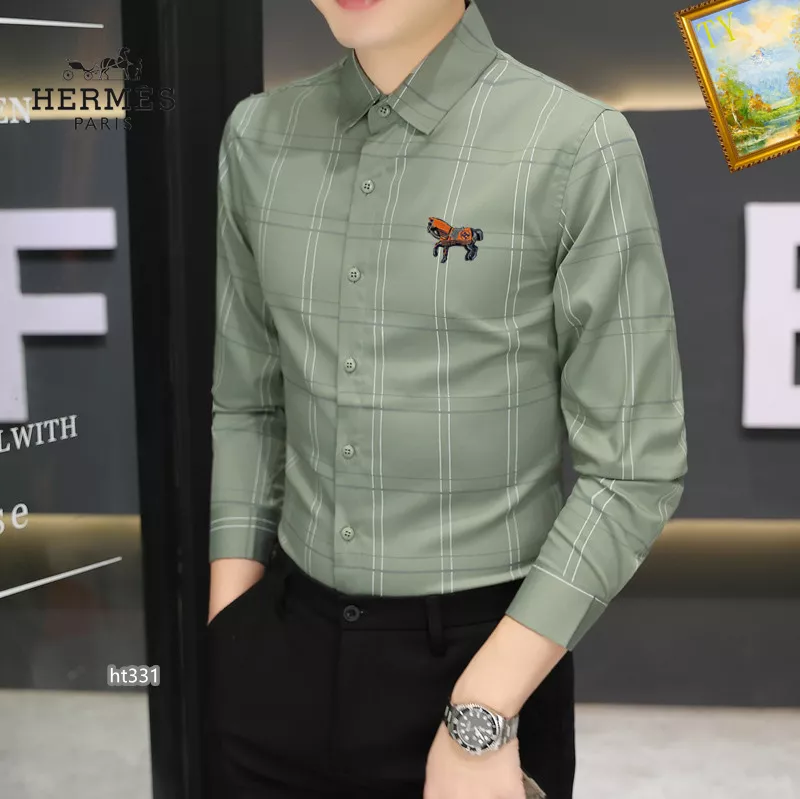 Unique 4696 Hermes Shirts Long Sleeved For Men