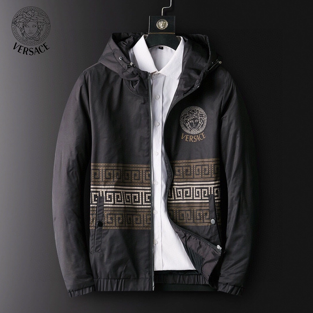 Versace Down Coat Long Sleeved For Men Soft 6559