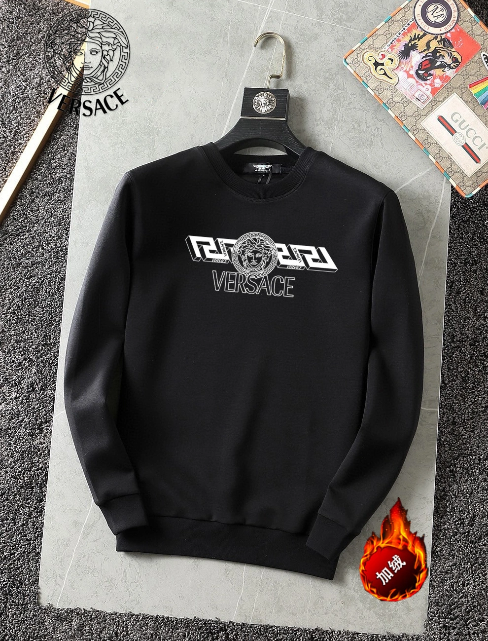 Versace Hoodies Long Sleeved For Men Flexible 7143
