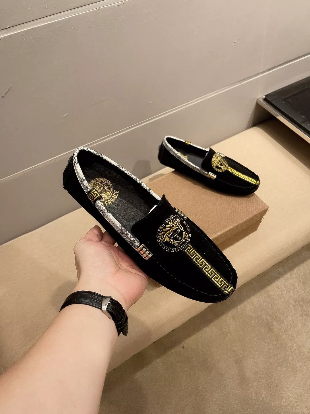 Versace Leather Shoes For Men Comfortable 3657