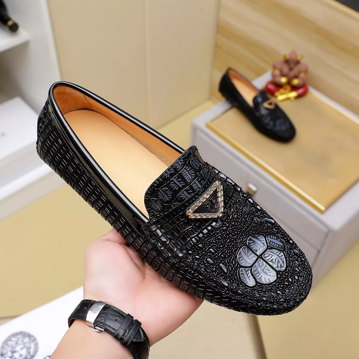 Versace Leather Shoes For Men Comfortable 9451
