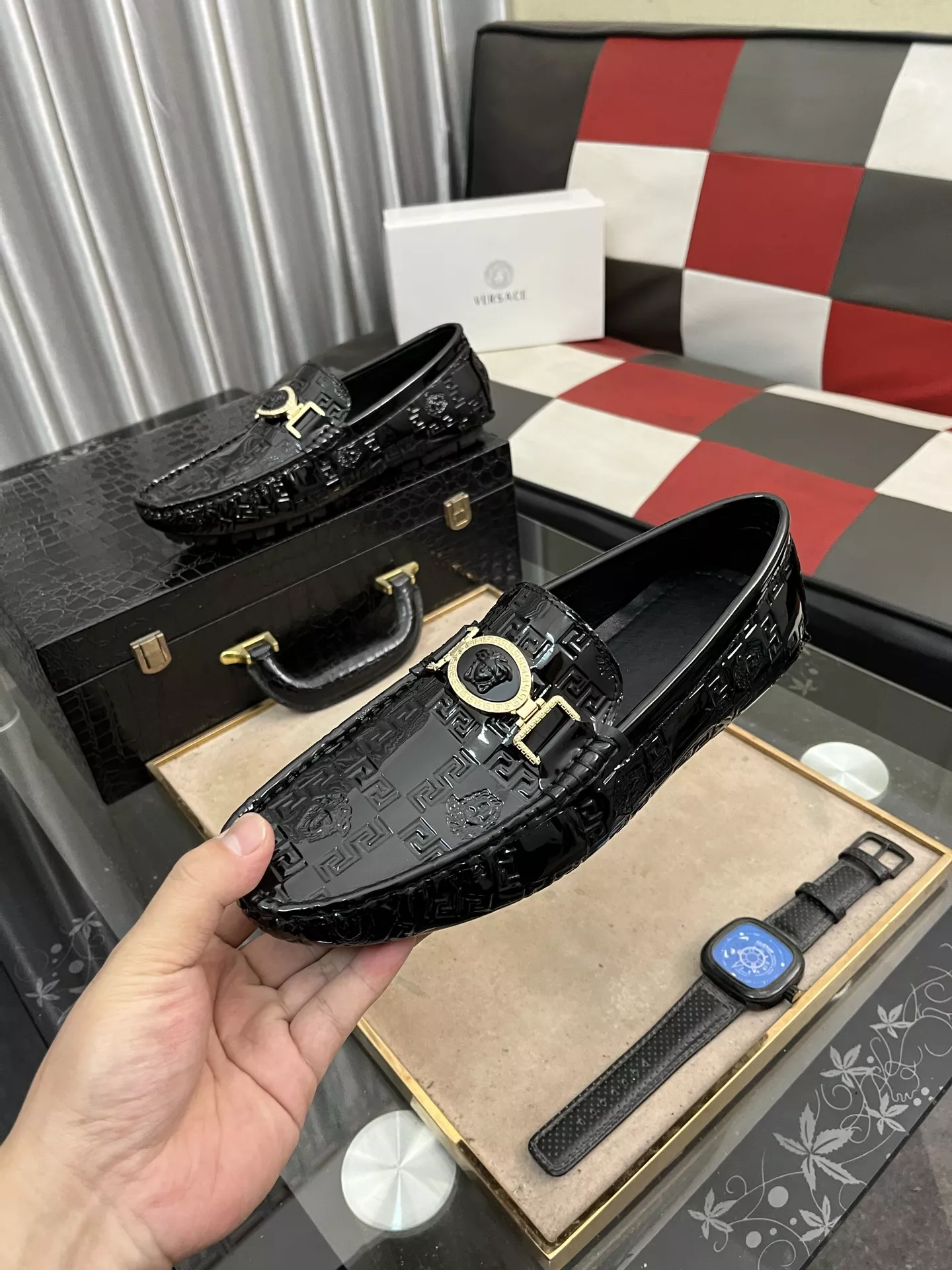 Versace Leather Shoes For Men Durable 4528