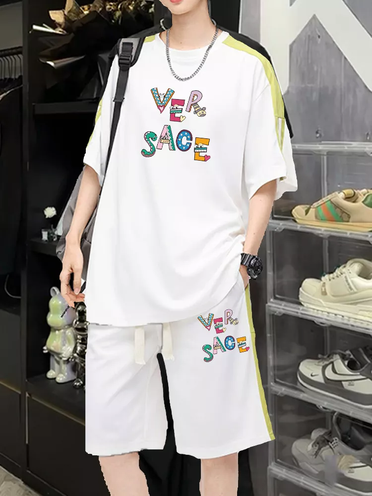 Versace Tracksuits Short Sleeved For Men Cozy 4013