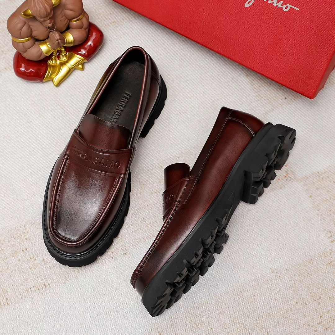 Versatile 6866 Salvatore Ferragamo Leather Shoes For Men