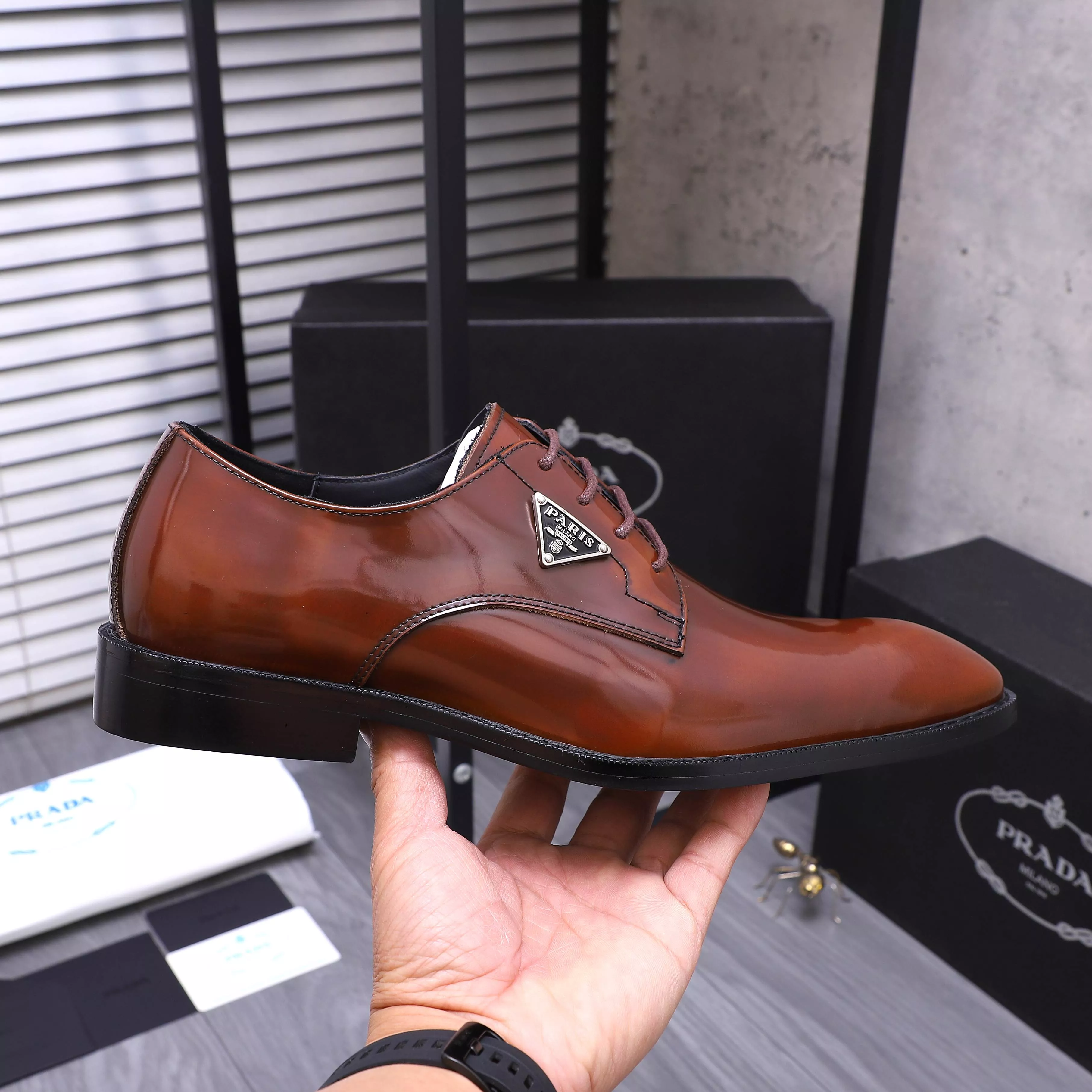 Versatile 8676 Prada Leather Shoes For Men