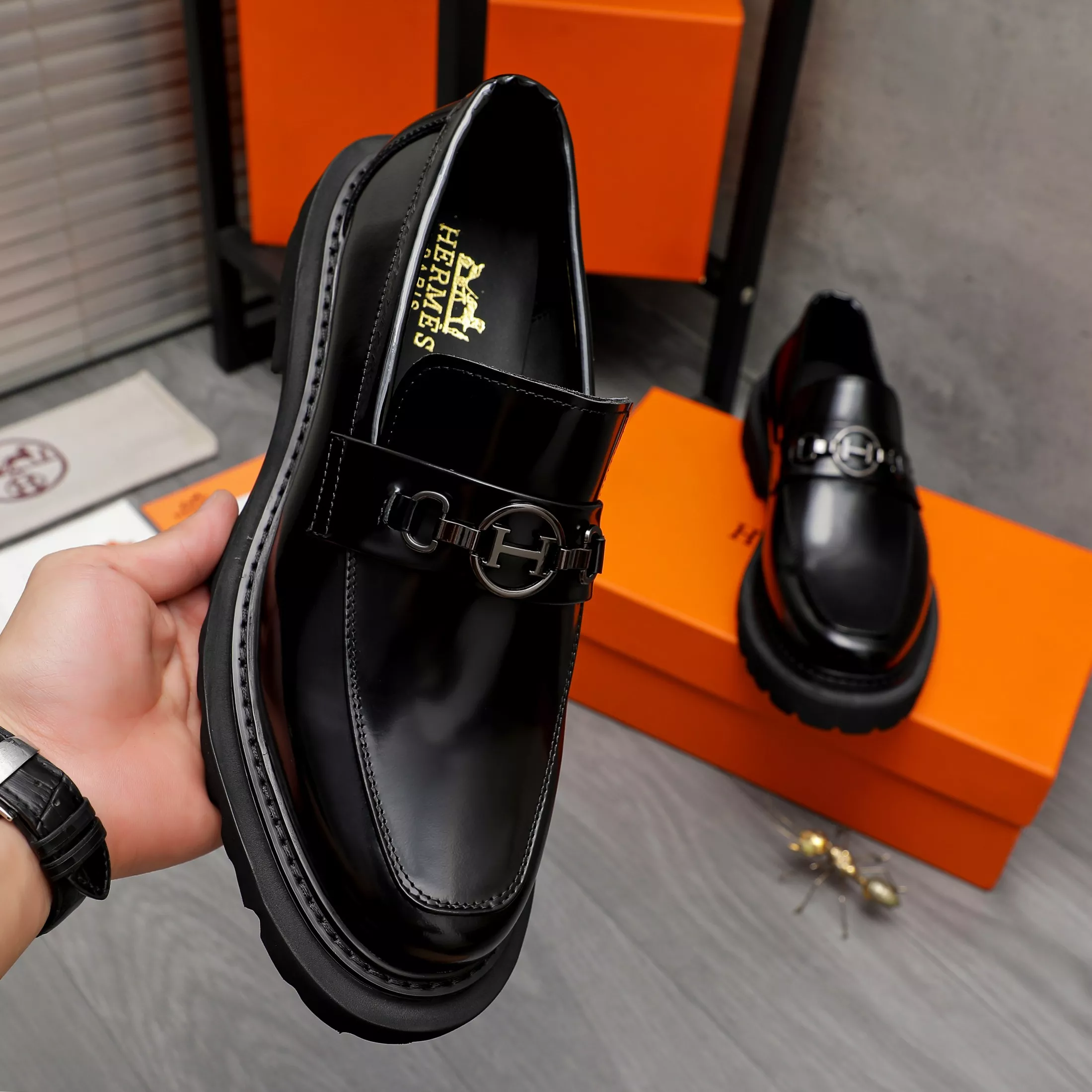 WellDesigned 5501 Hermes Leather Shoes For Men