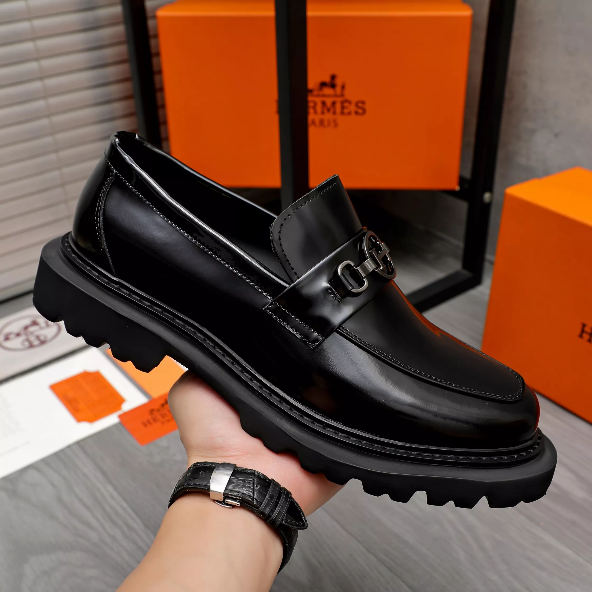 WellDesigned 5501 Hermes Leather Shoes For Men