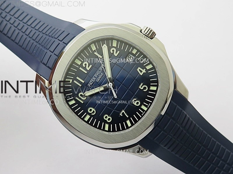 Aquanaut Jumbo 5168G-001 SS PPF 1:1 Best Edition Blue Dial on Blue Rubber Strap Super Clone 26-330 V2