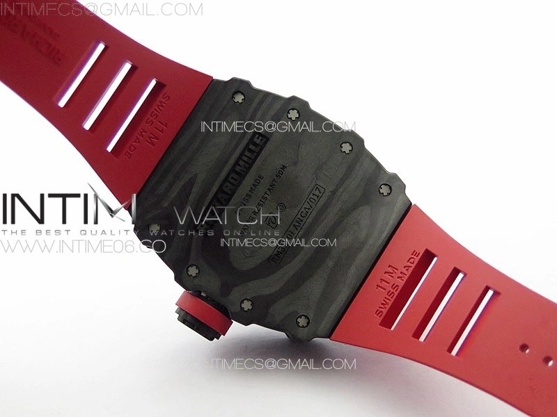 RM035-01 Forged Carbon Case KUF Best Edition Red Crown on Red Rubber Strap MIYOTA8215