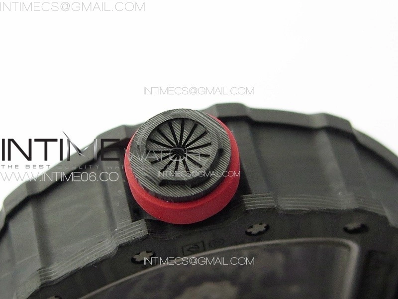 RM035-02 Forged Carbon Case KUF Best Edition Red Crown on Gray Nylon Strap MIYOTA8215