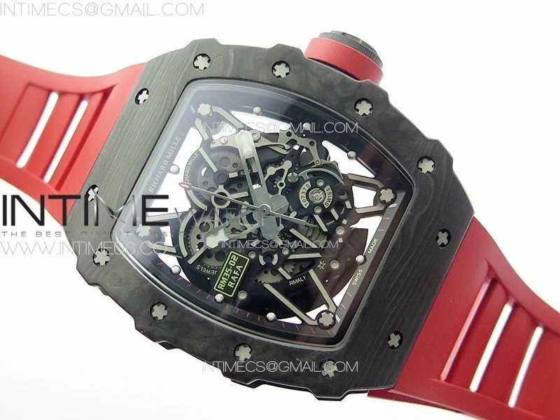 RM035-02 Forged Carbon Case KUF Best Edition Red Crown on Red Rubber Strap MIYOTA8215