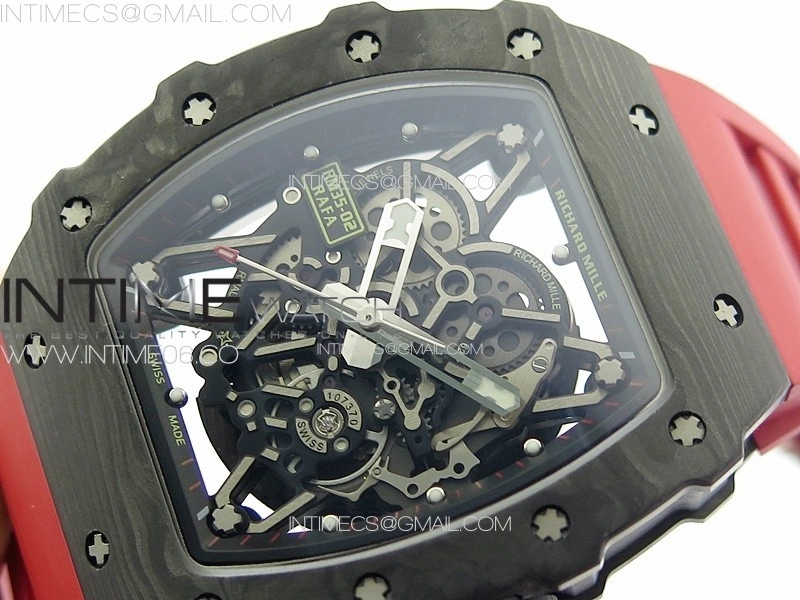 RM035-02 Forged Carbon Case KUF Best Edition Red Crown on Red Rubber Strap MIYOTA8215
