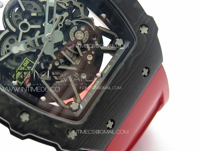 RM035-02 Forged Carbon Case KUF Best Edition Red Crown on Red Rubber Strap MIYOTA8215