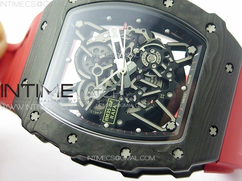RM035-02 Forged Carbon Case KUF Best Edition Red Crown on Red Rubber Strap MIYOTA8215