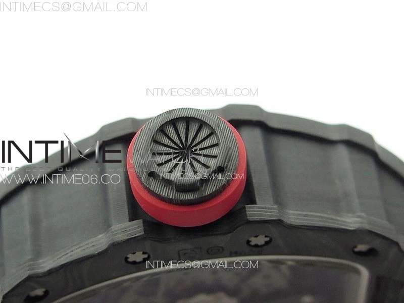 RM035-02 Forged Carbon Case KUF Best Edition Red Crown on Red Rubber Strap MIYOTA8215